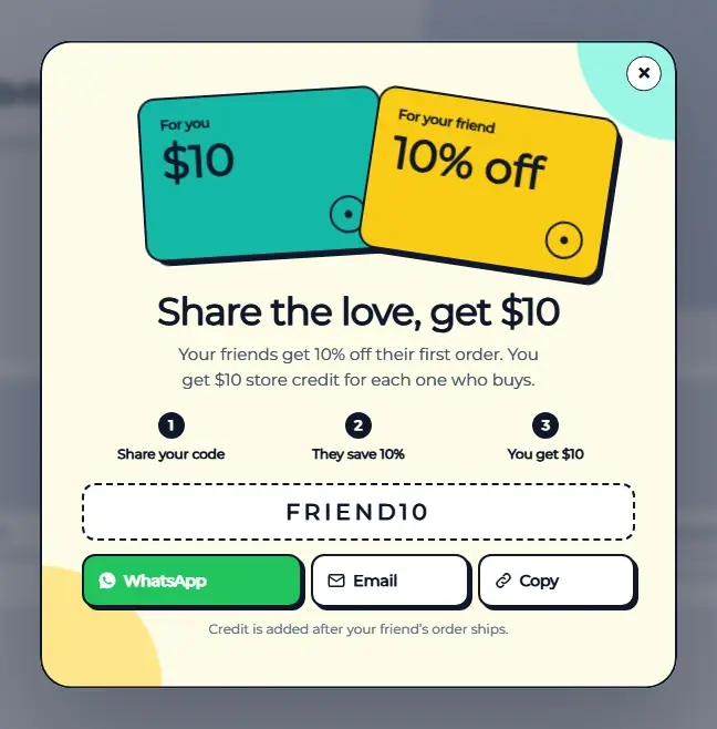 Refer a Friend Give and Get popup template