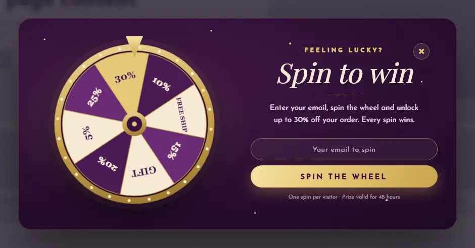 Spin and Win Fortune Wheel popup template