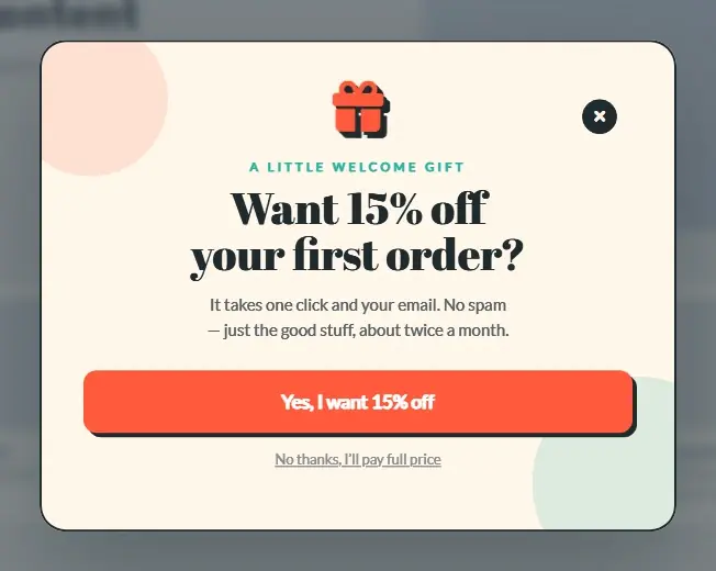 Two-Step Yes or No Golden Ticket popup template