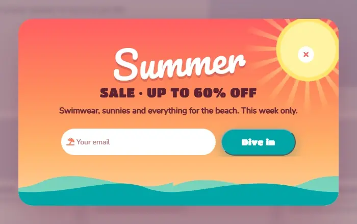 Summer Sale Sunset Wave popup template