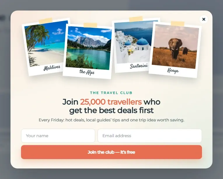 Travel Club Polaroids popup template