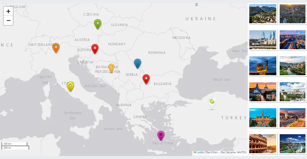 An OpenStreetMap map with a photo exposition slider beside it