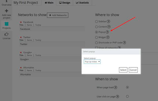 Social Share Buttons by Supsystic in Popup