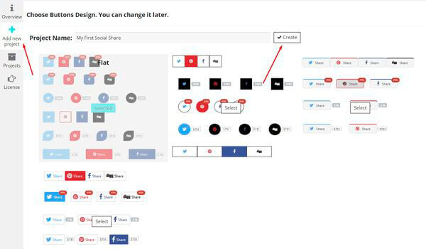 Add new project of Social Share Buttons plugin