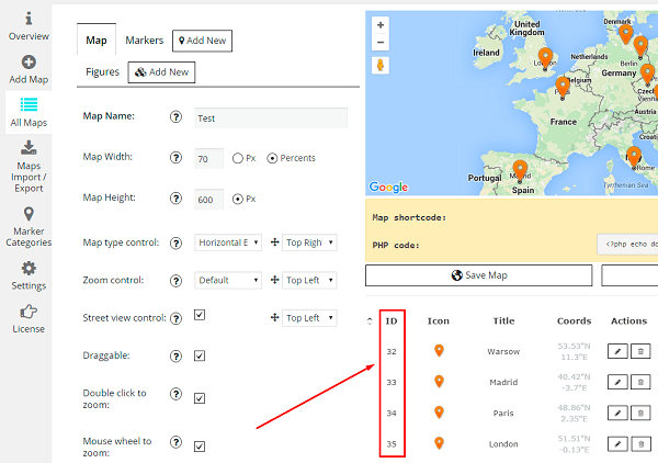 WordPress Google maps marker id WordPress Google maps marker id