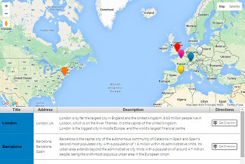 WordPress Google Maps - Table Markers List