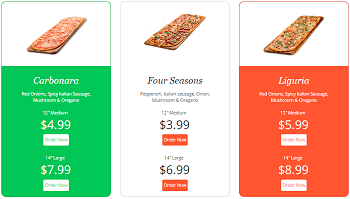 Pizza Price Table