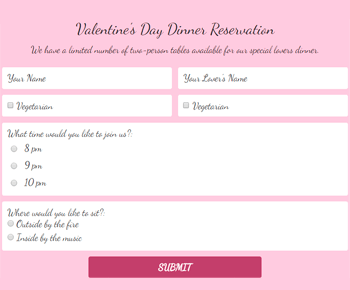 Reservation Form - Contact Form by Supsystic