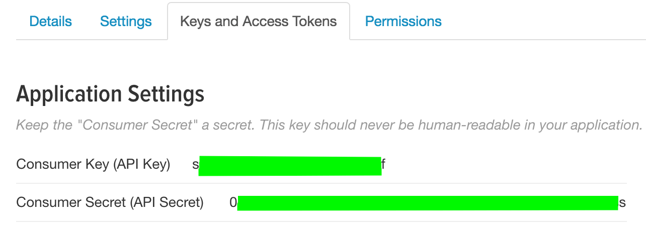 App Keys in Twitter