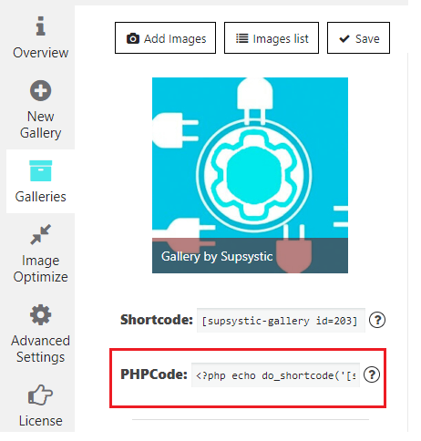 Adding Gallery into site content PHP