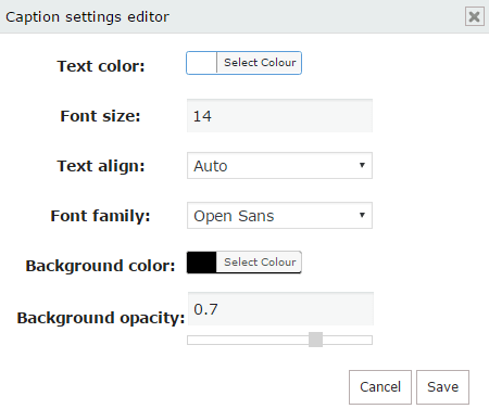 Caption Settings Editor