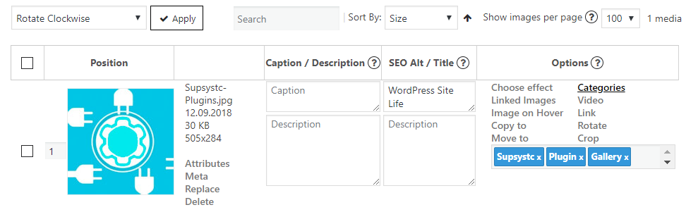 Gallery categories