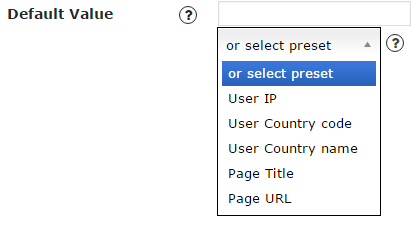 List of Default Value option on Contact Form plugin
