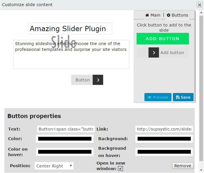 Manage Slide Content Buttons