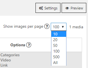 Show images per page