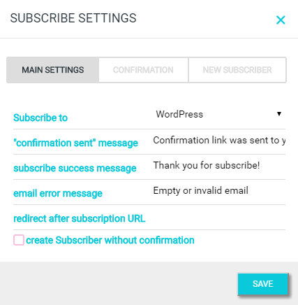 Subscribe Settings