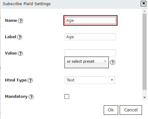 Insert field name
