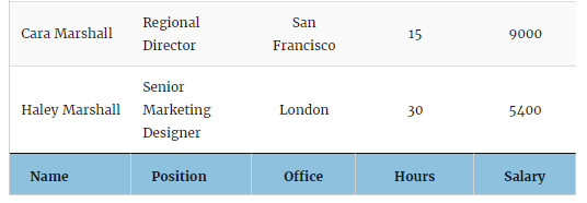 Data Tables Generator display footer