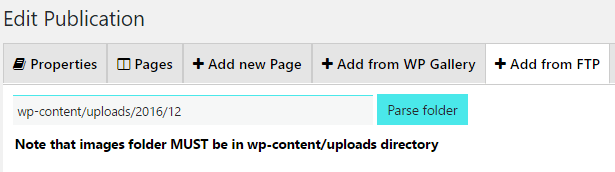 Wordpress Flipbooks Add images from FTP