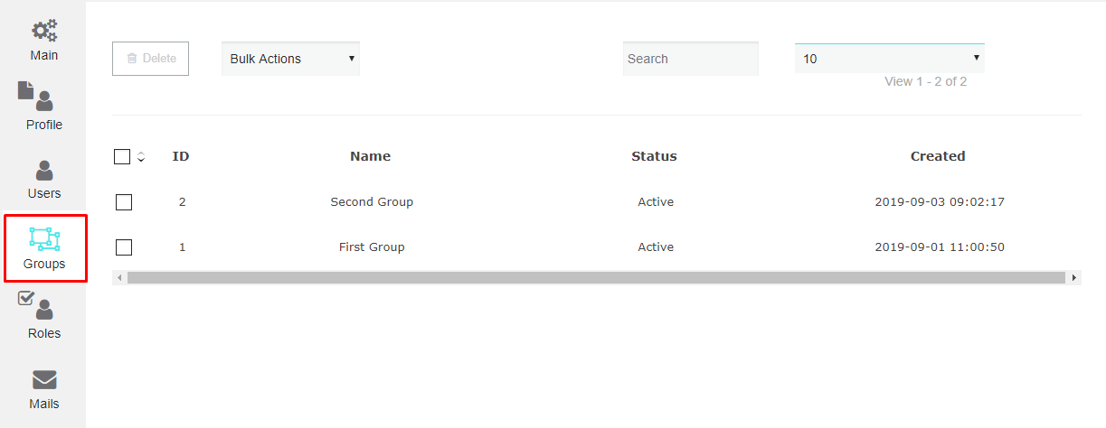 Groups settings