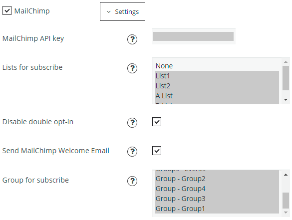 Membership MailChimp Subscription