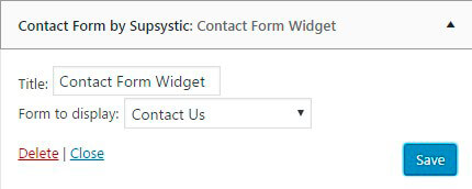 Contact Form Widget settings