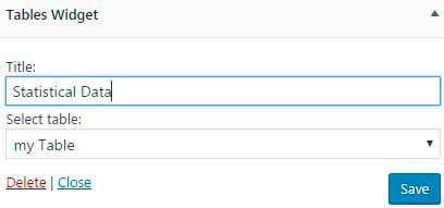 Data Table Widget settings