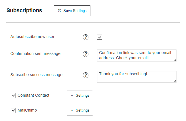 Membership Subscriptions Addon