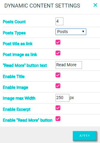 Newsletter Dynamic Content Settings