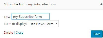 Subscribe Form Widget settings