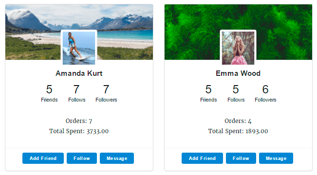 Orders information on Members page