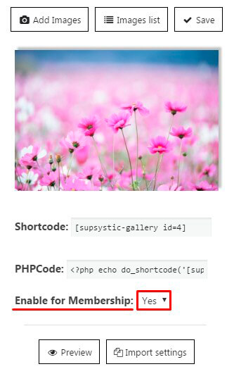 Membership-Gallery-settings