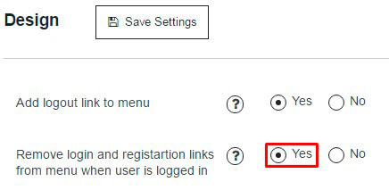 Membership plugin Remove login and registration links