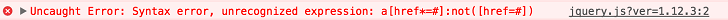 Incorrect selector error Incorrect selector error