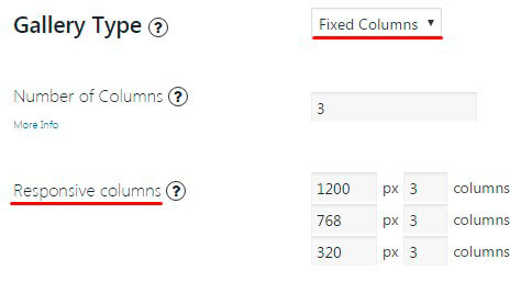 Gallery Fixed Columns type