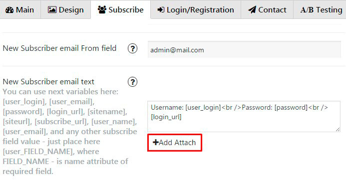 Popup plugin-Add Attach button