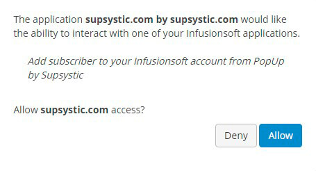 Popup-InfusionSoft access