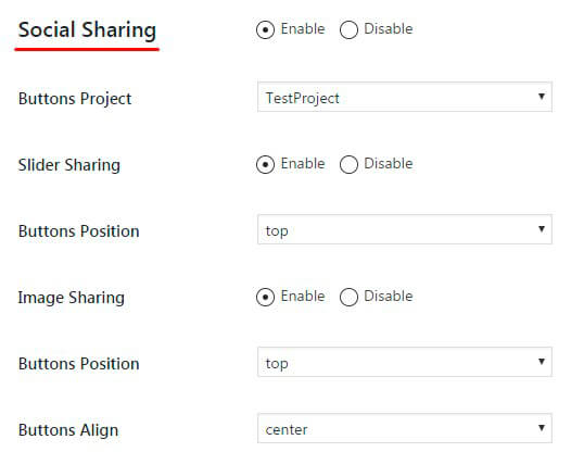 Slider Social Sharing option