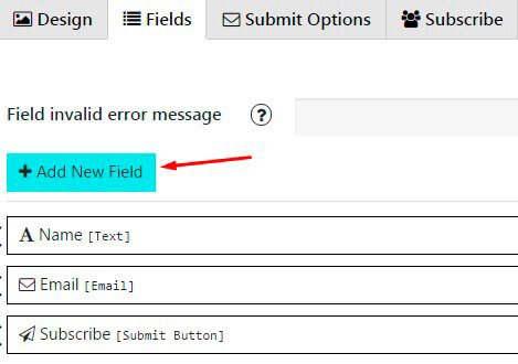 Contact Form Fields tab