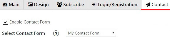 Contact tab of Popup plugin
