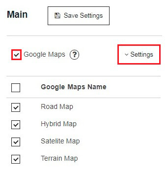 Google Map settings of Membership plugin