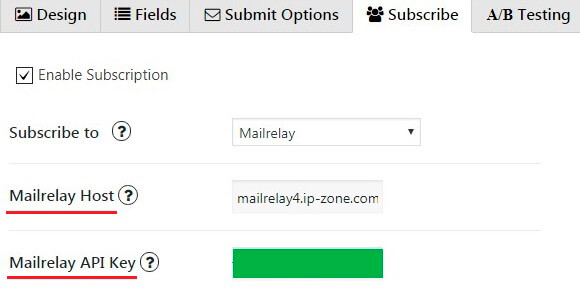 Mailrelay service of Contact Form