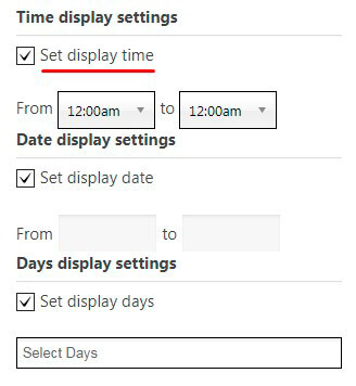 Popup Time display settings