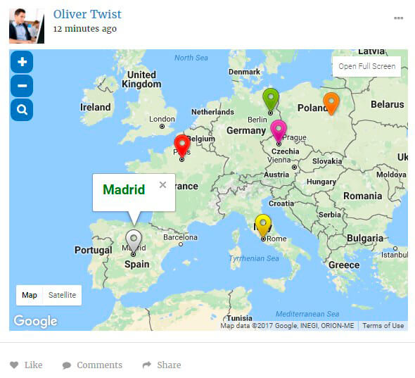 Post with Google Map of Membership site