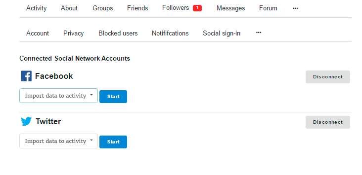 Social Network Integration option