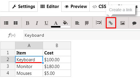 Data Table Create a link button