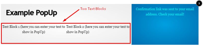 Example popup two blocks