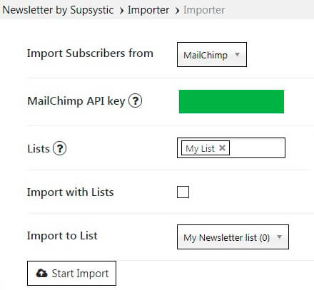MailChipm Import to Newsletter