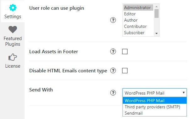 Contact Form Settings tab