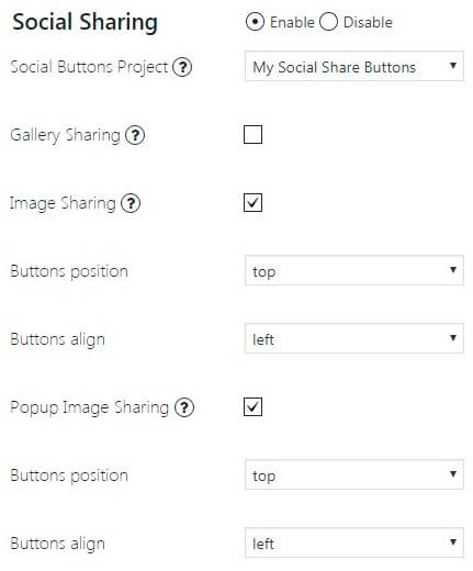 Supsystic Photo Gallery Sharing Option